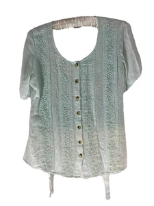 Kirat Embroidered Top Women’s Sz Pastel Green Hippie Festival Girlcore Feminine - Picture 1 of 10