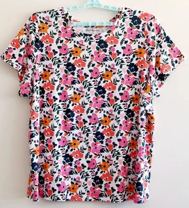 WOMAN WITHIN Damen 30/32 3X Multi Blumen Strick Pullover Kurzarm Oberteil - Bild 1 von 8