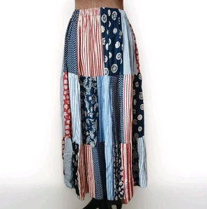 Lucia Lukken Broomskirt Skirt Size M Patchwork Cottagecore USA Made Stretch - Picture 1 of 6