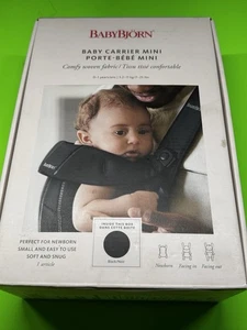BabyBjorn Portabebés 'Mini' para Bebés 0-1 año y 7-25 lbs. Fab algodón negro - Imagen 1 de 2