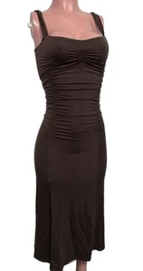 Reformation Brown Ruched Going Out Midi Dress XS Lined Bust Party Date Event - Picture 1 of 4