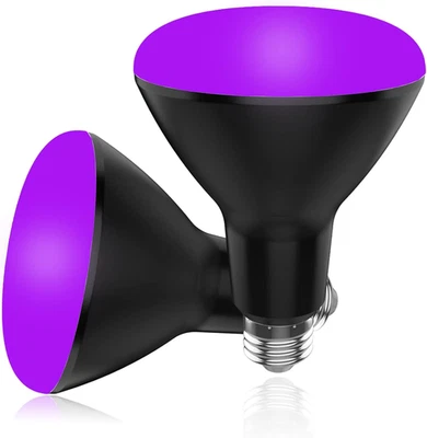 BR30 UV Black Light Bulbs 2 Pack for Glow Party -15W (100W Equivalent) E26 UVA 3 - Image 1 of 4