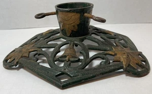 De Colección Hierro Fundido Árbol de Navidad Soporte Art Deco Original Acabado Verde Dorado 9 1/2" W - Imagen 1 de 17