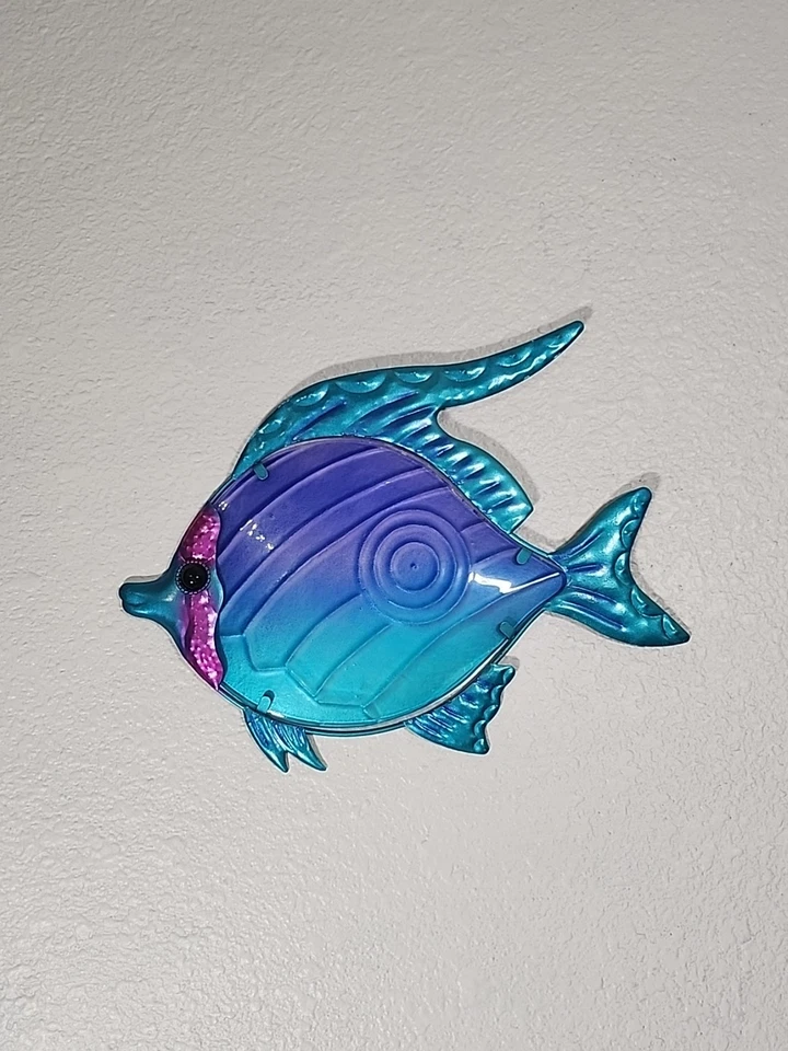 Cerca de parede de metal e vidro para peixes tropicais vida oceânica decoração de jardim azul/verde/rosa - Imagem 1 de 4