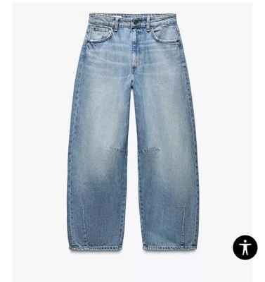 Zara Jeans BAGGY BALLOON MID-RISE Blue Denim Women 8/40 New 90s Y2K Vintage Look - Image 1 of 4