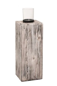 Windlicht Windlichtsäule Recycling Holz 60 Shabby Chic Weiß OHNE Glas B-Ware - Bild 1 von 5