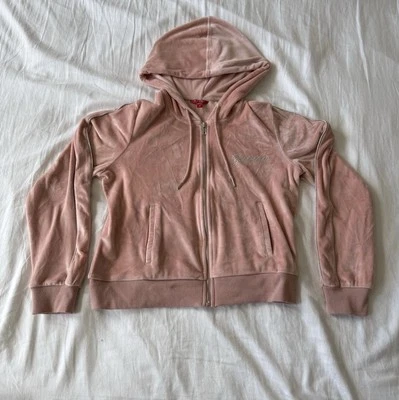 Guess розовый белый графический укороченный толстовка с капюшоном молнии длинным рукавом куртка свитер M - Изображение 1 из 4