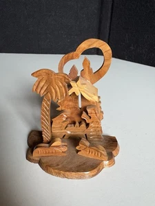 Presepe in legno di ulivo intagliato a mano Betlemme decorazione natalizia - Foto 1 di 6