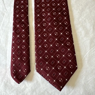 Corbata vintage Oscar De La Renta para hombre roja y blanca logotipo de firma mezcla de algodón y seda Foto 1 de 4