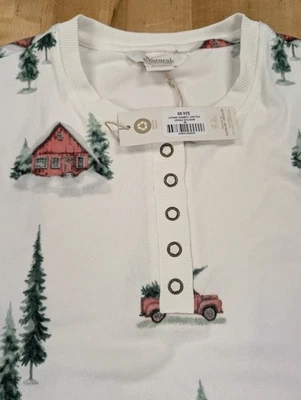 Natural Reflections Holiday Camper Henley Shirt Christmas Women's Medium Winter - Image 1 of 3