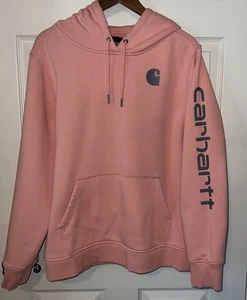 Carhartt Clarksburg Spellout Hoodie Sweatshirt Womens Sz XXL Relaxed Pink 102791 - Picture 1 of 8