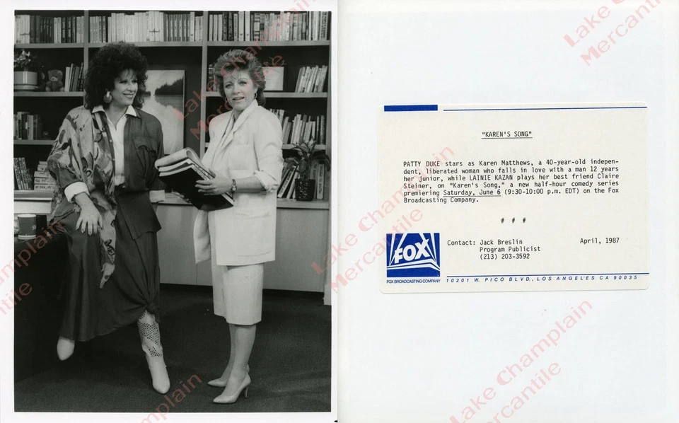 KAREN's SONG Press Photo 8X10 PATTY DUKE Lainie Kazan touched by an angel 1987 - Image 1 of 1