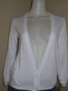 WHITE BASIC BUTTON UP OPEN CARDIGAN LAYER SHIRT TOP URBAN BOHO SMALL - Picture 1 of 3