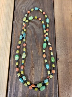 Collar Largo Jay King Multi Gema Verde Azul Turquesa Rojo Coral Serpentina 21" Foto 1 de 3