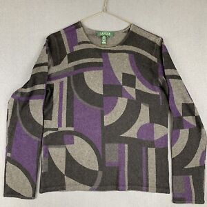 Ralph Lauren Sweater Womens M Silk Cashmere Geometric Long Sleeve VTG 80s Retro