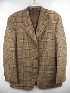 CANALI HOMBRE 42 R BLAZER TRAJE ABRIGO DEPORTIVO BEIGE MARRÓN CUADROS LANA CACHEMIR HECHO EN ITALIA - Imagen 1 de 8
