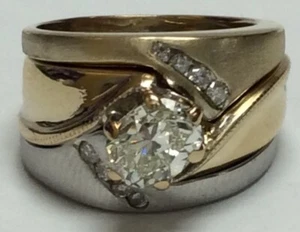 14K Solid Gold Custom Made 3 Ring 1.17CT Oval Diamond Wedding Set 13.4g Sz 6.5 - Picture 1 of 12