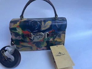 Patricia Nash Leather Satchel Handbag Winter Bloom Crossbody Hard To Find ๐ - Picture 1 of 13