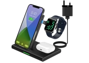 3 in 1 Wireless Charging Station For iWatch iPhone SE Series Samsung - Picture 1 of 3
