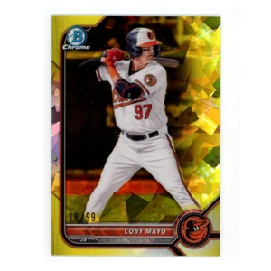 2022 Bowman Draft Sapphire Coby Mayo Prospect Yellow Refractor /99 Orioles - Picture 1 of 2