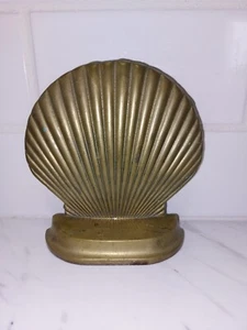 Vintage Solid Brass Sea Shell Heavy Brass Doorstop or Bookend - Picture 1 of 5