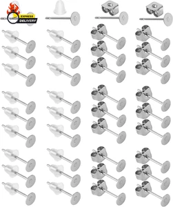 - Earring Posts, 300 Pcs, Silver, Earring Studs for Jewelry Making, Earring Post - Picture 1 of 12