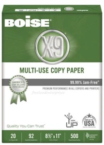 Copy Printer Paper 2 Reams @500 ct =1000 Ct NEW 8.5 X11 Boise X-9, 92 Brightness - Picture 1 of 2