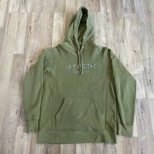 Supreme Classic Logo Hooded Sweatshirt Olive FW16 Size Large - Picture 1 of 9