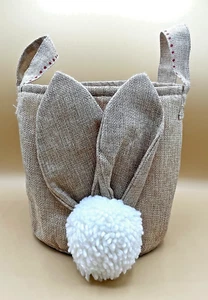 Dan Dee Burlap Bunny Bag Ears Fluffy Tail 8-in Tall x 8-in Diameter Easter - Picture 1 of 10