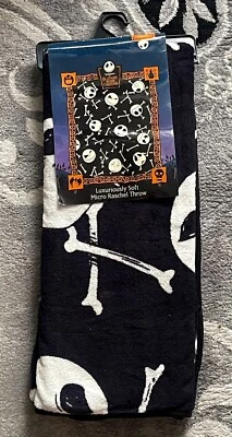 RARE The Nightmare Before Christmas Jack Bones Micro Raschel Blanket Throw New - Image 1 of 4