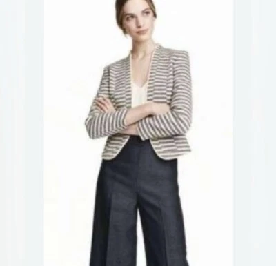 Blazer Loft Frente Abierto Azul Tostado Rayas Talla 6 Foto 1 de 4