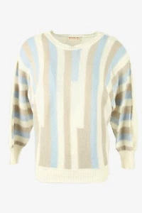 Langarm Pullover Vintage Rundhals Pulli Wollmix 90er beige 42 - IL3075 - Bild 1 von 4