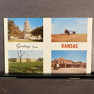 Postal cromada vintage multi vista "Saludos desde Kansas" - Imagen 1 de 3