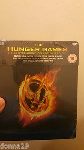 THE HUNGER GAMES HMV UK 3-Disc Blu-Ray Limited Edition Exclusive Steelbook NEW+ - Picture 1 of 2
