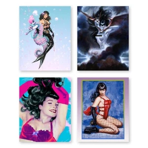 Olivia 2023 Calendar Bettie Page Print Set - (4) 8"x10" Signed - Picture 1 of 5