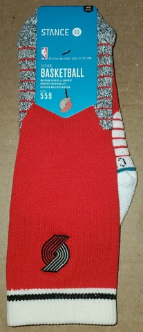 STANCE NBA Trail Blazers Red White 9-12 Large Crew Basketball Socks Mens Dame Cover