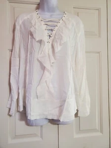 IRO Finley Ruffle Lace Up Top Blouse Size 42 US XL NWOT $ 216.00 - Picture 1 of 5