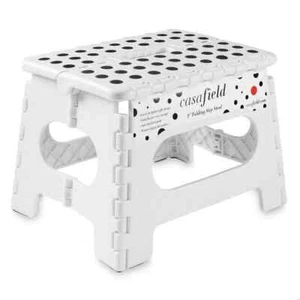 1-Step 9 in. White Plastic Step Stool, (1.75 ft. Reach Height) 300 lbs. Load Cap - Picture 1 of 8