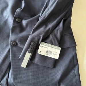 Michael Kors Men's Kent Classic Fit Notch Lapel Plaid Sport Coat Navy Size 44L - Picture 1 of 7