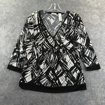 Женская блуза Liz & Co средний размер черная рукав 3/4 полиэстер эластичный топ - Изображение 1 из 4