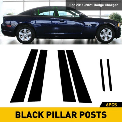 6PCS Black Pillar Posts Door Window Trim Cover Kit for Dodge Charger 2011-2021 - Image 1 of 4