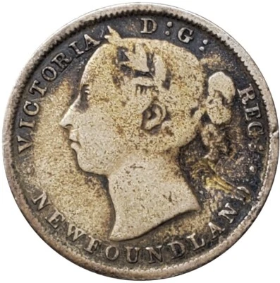 1882 H Newfoundland Twenty 20 Cents .925 Silver Coin Queen Victoria Canada 0526 - Image 1 of 2
