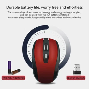 2.4G USB Red Optical Wireless Mouse 6D For Computer Laptop Gaming Wireless Mouse - Afbeelding 1 van 16