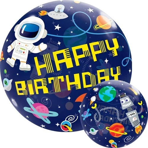 Happy Birthday Spaceman Bubble 22 Inch Balloon Birthday Party Balloon - Image 1 of 1
