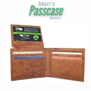 Cartera de cuero genuino plegable con cremallera interior bronceada para hombre - Imagen 1 de 6