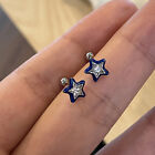 Trend Blue Crystal Star Pentagram Stud Earrings for Women Fashion Y2k Jewelry