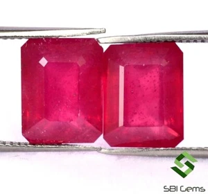 6.87 Cts Natural Ruby Octagon Cut Pair 9x7 mm Deep Red Shade Loose Gemstones GF - Picture 1 of 6