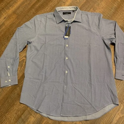 NEW Report Collection Mens Dress Shirt XL Slim Fit X4 Stretch Long Sleeve Button - Image 1 of 4