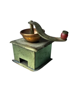 Vintage Messing Mini Kaffeemühle Handkurbel Japan Kupfer Schüssel Sammlerstück - Bild 1 von 6