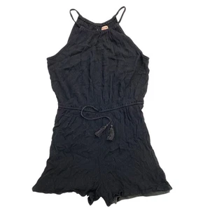 Ärmellose Tank Strampler Shorts Gr. Medium Neckholder hochgeschlossen schwarz Krawatte Quaste vorne  - Bild 1 von 10